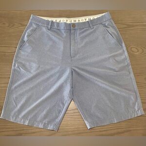 Puma Men's 36 Waist Blue W/Subtle Stripe Flat Front Golf Shorts